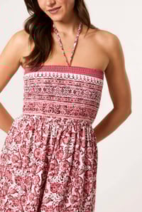 Image 7 of FLORAL PRINT SHIRRED BUST BANDEAU DRESS