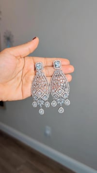 Image 2 of BBE_9109_American Diamond Big Earrings