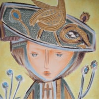 Image 5 of Peinture Ancienne Chapeau Oiseau