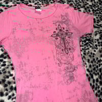 Image 4 of (xs) pink bedazzled shirt 