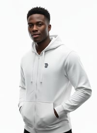 Image 1 of YB White Zip Up Heavy Blend Full-Zip Hooded Sweatshirt 