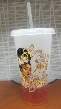 Image 1 of She who kneels before God...Plastic Tumblers  