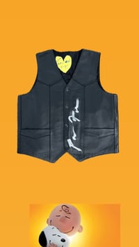 Image 2 of it’s ok Charlie Brown 100% leather Vest