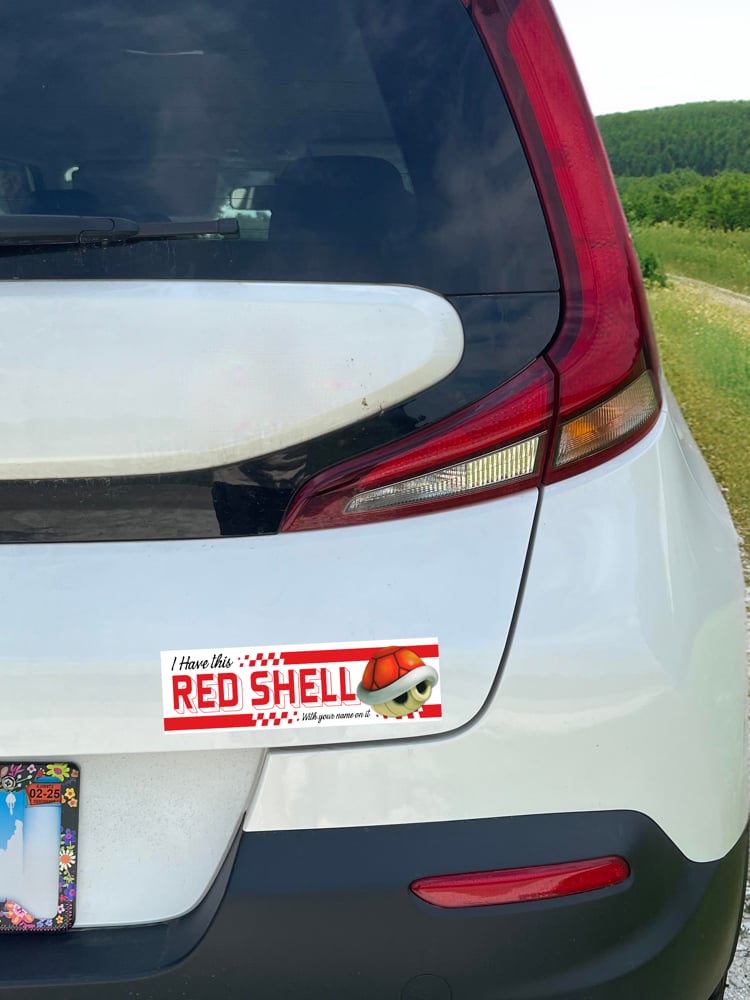 Image of Mario Kart Red Shell Sticker or Magnet - Gamer Gift (10x3 inches)