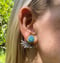 Image of Abstract Fern Jackets Large White Water Turquoise with Pyrite Studs Earrings