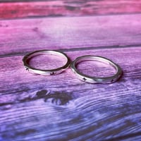 Image 2 of Two Stacking rings silver sunburst & retro star design.Celestial 50s vintage faceted Sterling rings.