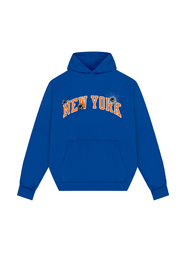 Image of BULLET HOLES NY BLUE HOODIE