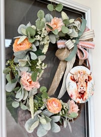 Image 3 of Spring Highland Cow Grapevine Wreath