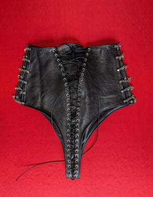 Image of Infinity Lace up ribcage Hotpants in genuine leather  (Size XS -S)