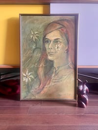 Image 1 of Dreamy Mid Century Oil Portrait on Board