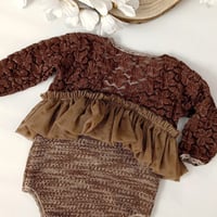 Image 2 of Sitter girls bodysuit - Lara - brown | 9-12 months | photo props