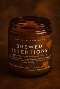 Image 1 of Brewed Intentions Candle - 5oz Amber Jar & Wood Wick
