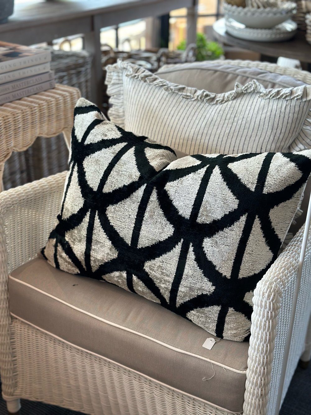 Image of Ikat Velvet Monochrome Cushion 
