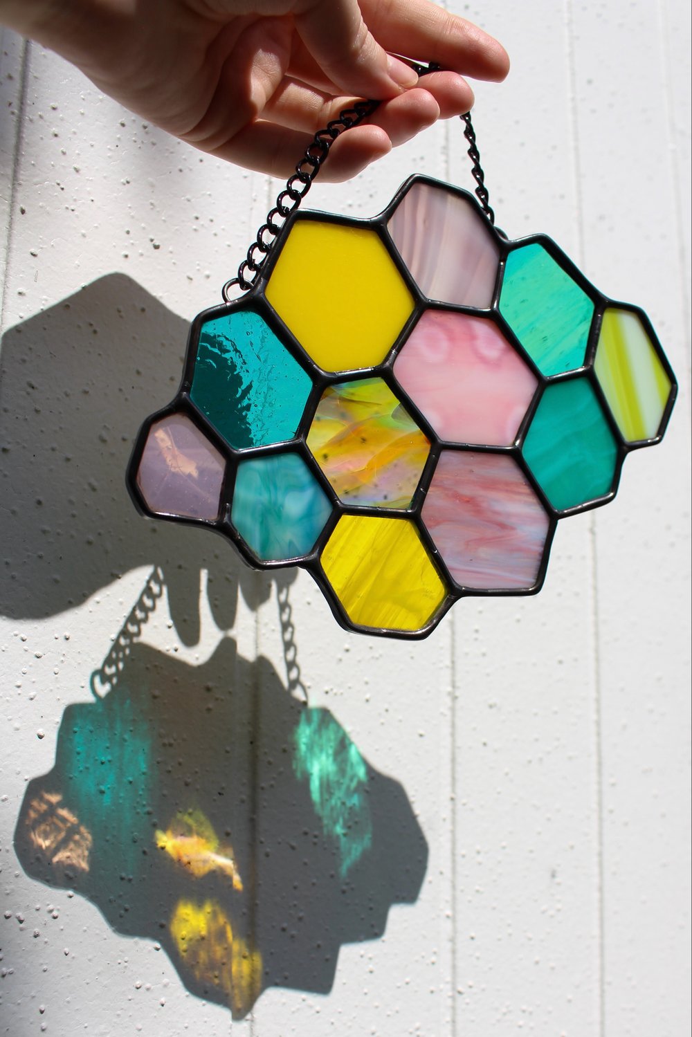 Image of Maximalist Honeycomb- Teal & Pink