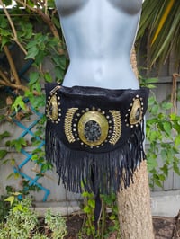 Image 4 of Dolly Bum bag suede fringe tassels BLACK and Moroccan Stone
