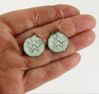 Image 2 of 830° Enamel Leaf Drop Earrings