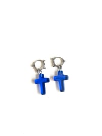 Image 3 of Blue Cross Earrings 