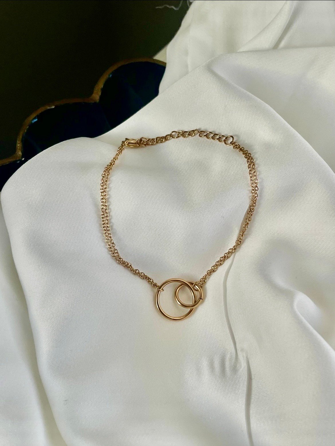 Double Circle 2 chained 18K Gold Plated Bracelet | DeFrantzDesigns