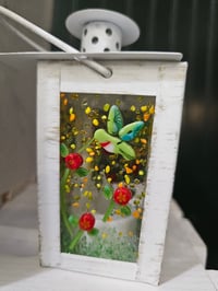 Image 2 of Mini Fused Glass & Metal Lantern – 4.6" Tall x 3" Wide