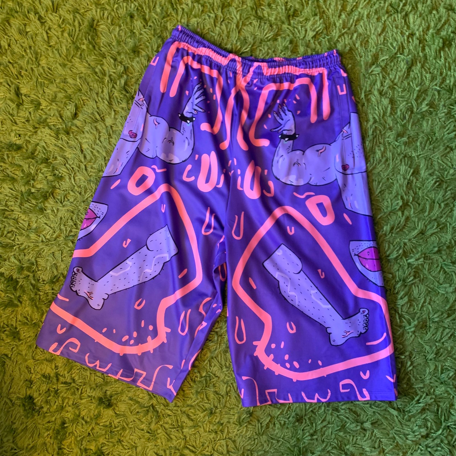 One-Off Collection Purple Muscle Baggy Shorts | Lactose Intoler-Art