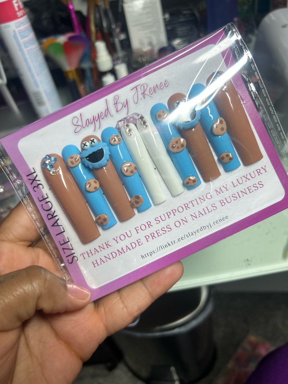 Custom Cookie Monster 3XL Nails 