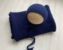 Navy Blue Newborn Bonnet & Wrap Photography Prop Set