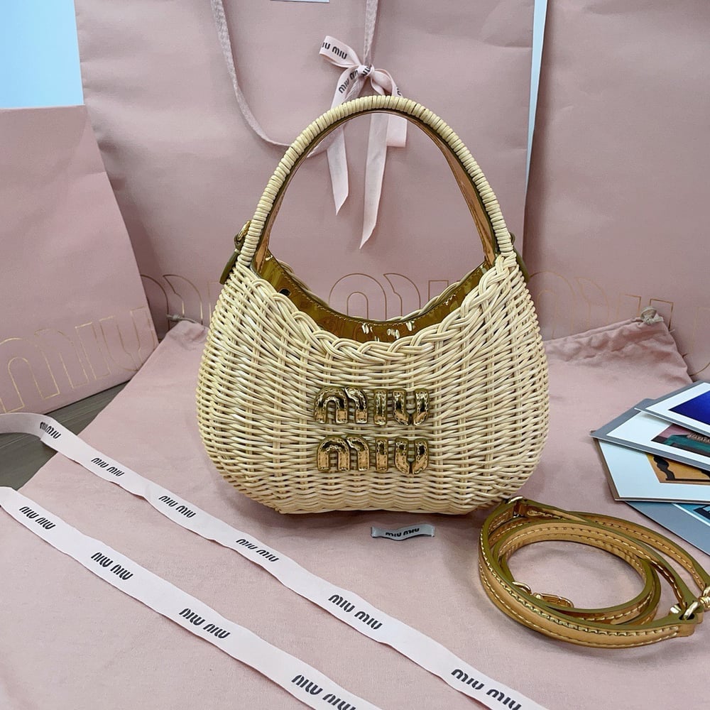 Miumiú Raffia Hobo Bag