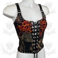 Image 2 of Cattle Decapitation "Flesh Puddler” Lace-Up Top (SIZE XS/S)