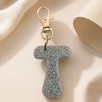 Image 4 of Light Blue Glow Letter Keychain • Personalized Resin Charm