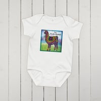 Image 1 of Baby jersey bodysuit with Llama