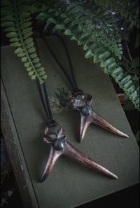 Image 2 of Real antler pieces with holly leaves and crystals