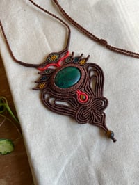 Image 2 of macrame necklace with peruvian turquoise 