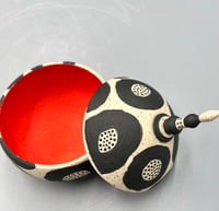Image 4 of Black & White Poppy Jar- Kim Khamo