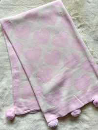 Pink heart pompom blankets 