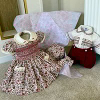 Image 2 of Boys burgundy smocked suit 