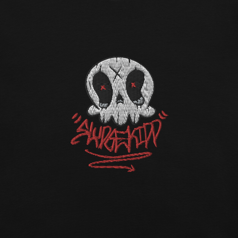 Skully Embroidered Tee centered (comfort colors heavy duty blank)