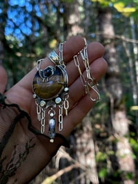 Image 3 of Tiger Eye Talisman w/ Black Sapphire & Tibetan Quartz