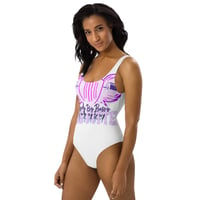 Image 4 of White and Purple Logo One-Piece Swimsuit