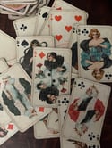 Ancien jeu de 52 cartes, allemand. Art Nouveau, Tamponné sur l’as de coeur, (1871-1918)