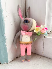 Image 1 of Large Grey Dutch Rabbit with Vintage Florals I