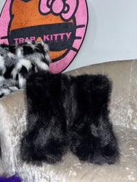 Image 4 of Smooth Black Faux Imitation Fur Y2K Yeti Baddie Snow Boots + Matching Bunny Hat