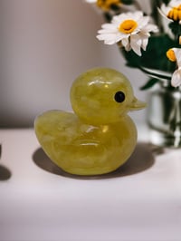 Image 3 of Set of 3 Natural Crystals in Resin OlllllO Ducks Ceramic Coated with Ducking Cards 'Fortune Ducks'