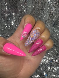 Image 1 of  Pink queen, Stiletto gel press on nails  