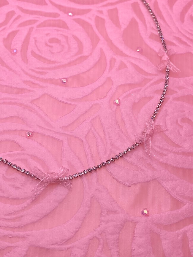 Pink Sheer Bows Necklace