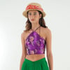 Violet Floral Brocade String Top