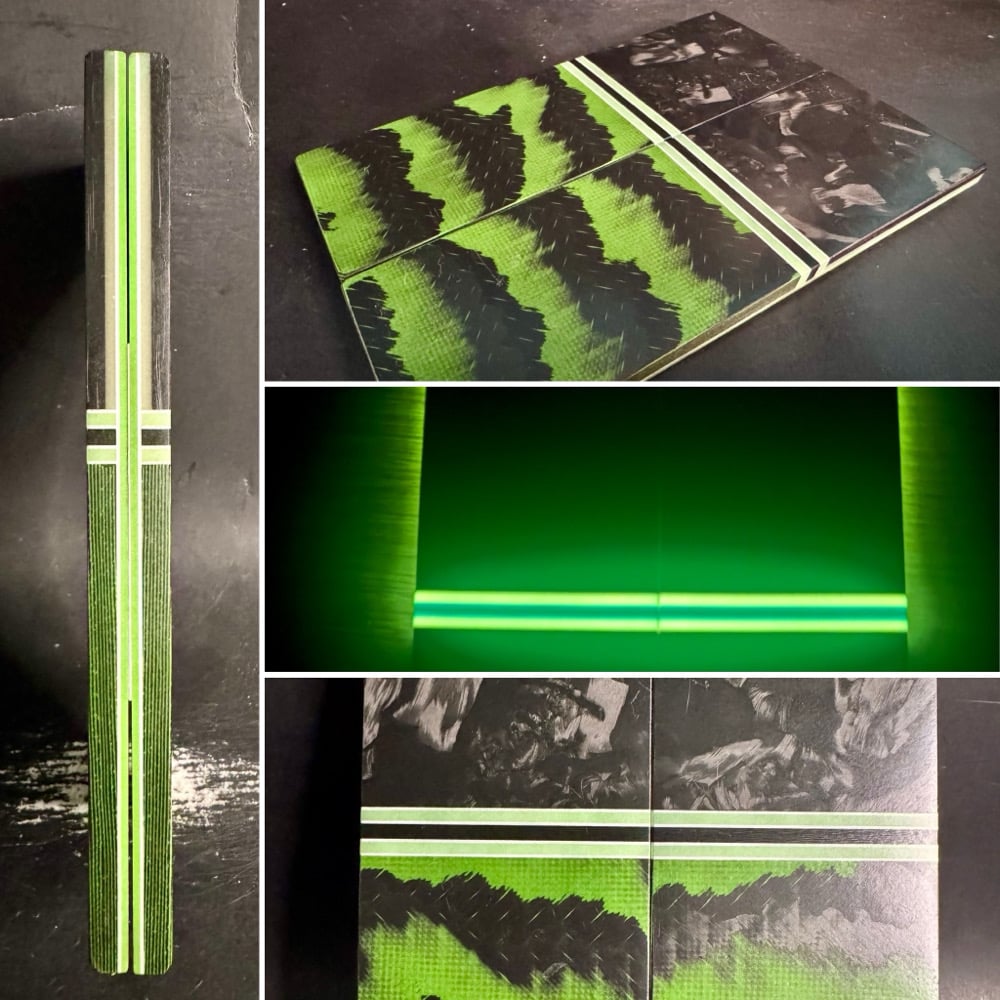 Image of Large Flake Carbon Fiber & Layered Carbon Fiber GLOW Segmented Knife Scales