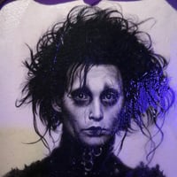 Image 4 of ‘EDWARD SCISSORHANDS’ - HAND EMBELLISHED PRINT IN HAND PAINTED FRAME - 7 x 5 in { 1 / 1 }