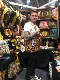 Image 8 of Leopard print panther patch large shoulder bag