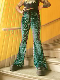 Image 3 of Flared velvet leopard pants, available in 3 colours