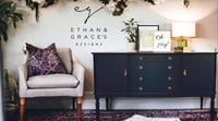 Dark blue small wooden sideboard 